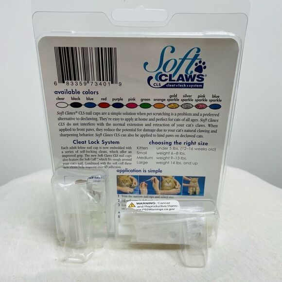 NEW Soft Claws 40 Nail‎ Caps + Adhesive Large Cat Size 14 lb Clear Scratching - Picture 2 of 4